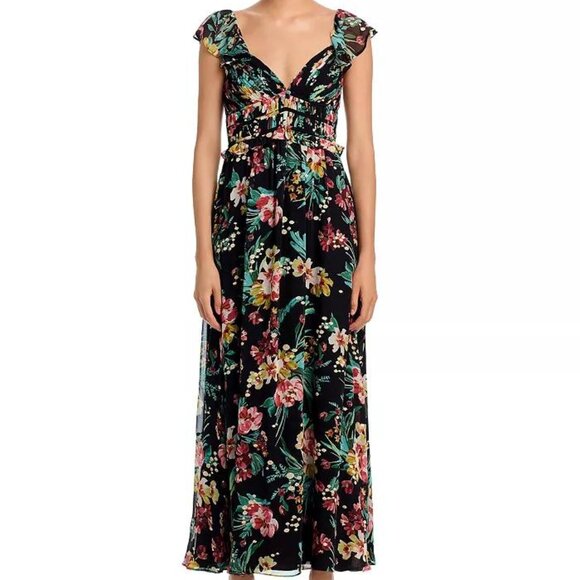 Aqua Dresses & Skirts - Aqua Black Ruffled Maxi Dress - Size Large - NWT
